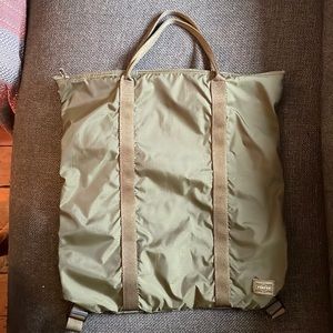 Porter-Yoshida & Co Olive Green  2-way Flex Duffle Bag Small . Excellent Cond.